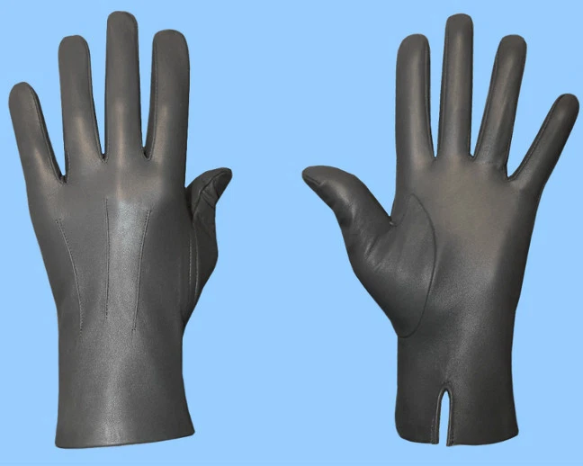NEW MENS LEATHER GLOVES-SILK LINING - size 8 or Small -METALLIC PEWTER LAMBSKIN