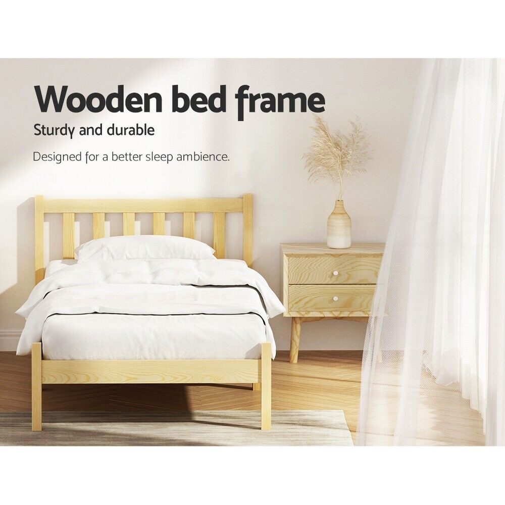 Artiss Bed Frame Single Size Wooden Mattress Base Timber Platform Oak SOFIE  9355720005752 | eBay