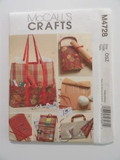 McCall's M4728 Sewing Tote, Knitting Needle & Crochet Hook Case, Organizer UNCUT