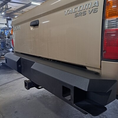 Rear Step Bumper Top Pad Set For 1995-2004 Toyota Tacoma Standard Bed - Black Plastic, Snap-On Installation