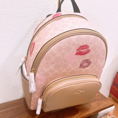 NWT Coach Court Backpack In Signature Canvas With Lips Print CZ936