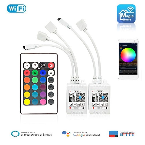 WiFi Smart RGB controller with 24key IR remote APP For 2835 5050 RGB LED strip - Picture 1 of 8