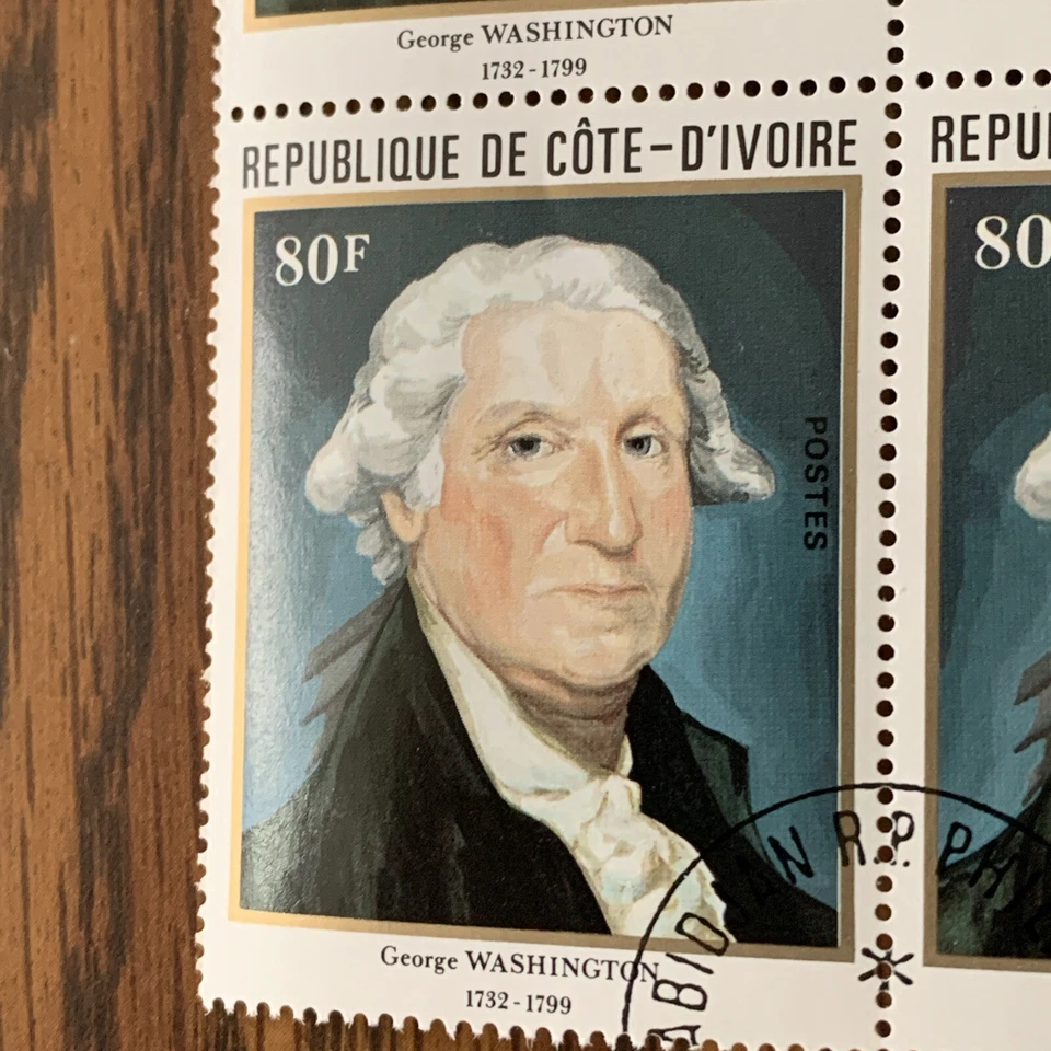 1982 George Washington 250th Birthday  Anniversary  Ivory Coast #624 Block Of 4 - Image 4 of 4