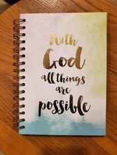 Christian Journal   Spiral Hardcover, Lined, 8.5 x 6.5 New  With God All Things"