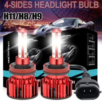 4-Side H11 H9 LED Headlight Super Bright Bulbs Kit 360000LM HIGH/LOW Beam 6000K