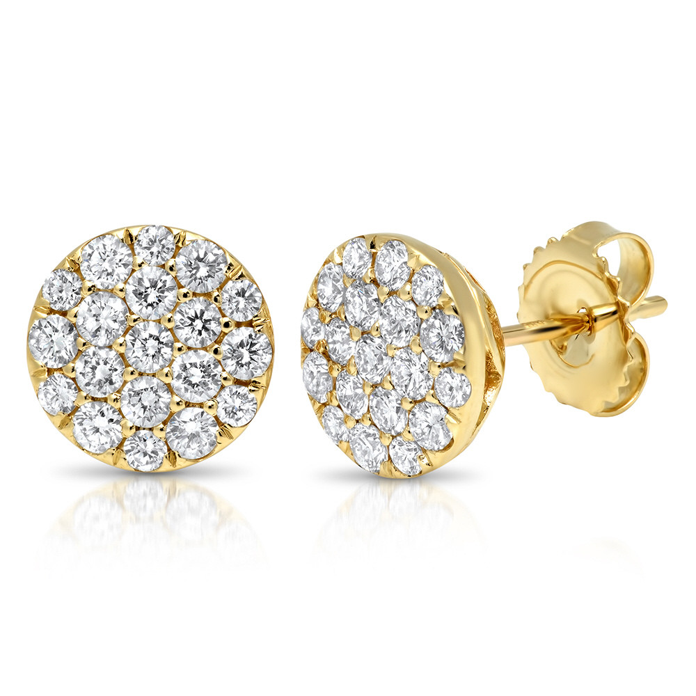 Boucles D'oreilles Cerceau En Or 18K Avec Diamants Pave 1.01cts - F/VS1