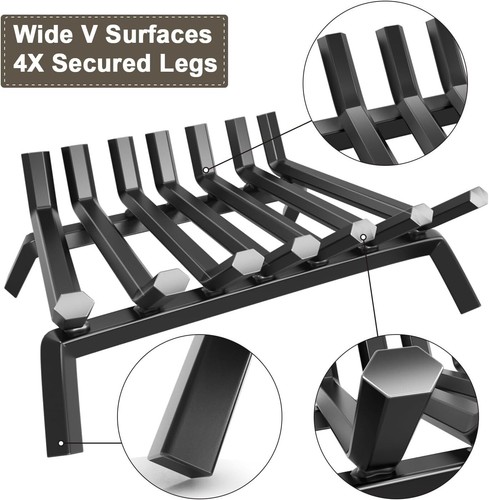 Durable 30-Inch Wrought Iron Log Grate with Airflow Design - No Assembly Needed - Picture 4 of 9
