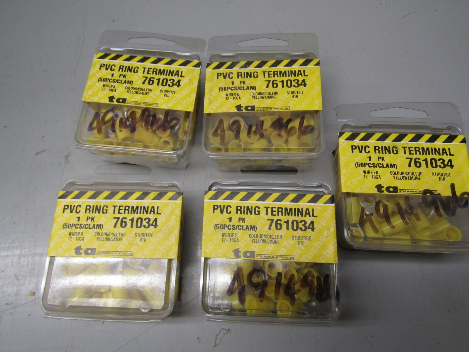 Techspan Automotive PVC Ring Terminal Yellow 12-10 Ga. Part # 761034 ...