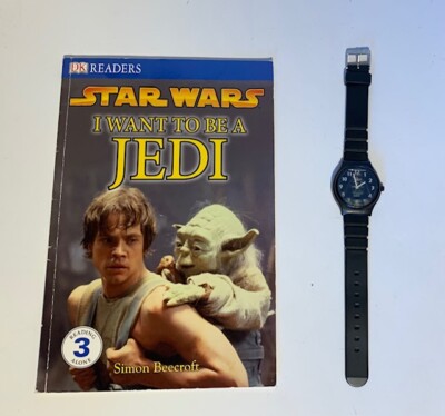 Star Wars Watch with Darth Vadar face and I want to be a Jedi Book
