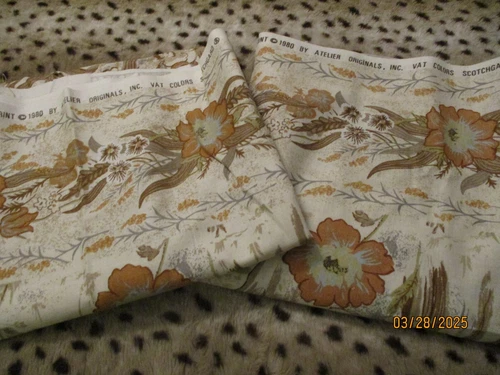 Vintage Atelier Originals 1980 Fabric Flowers & Birds  2 Pieces Total of 4 Yds.