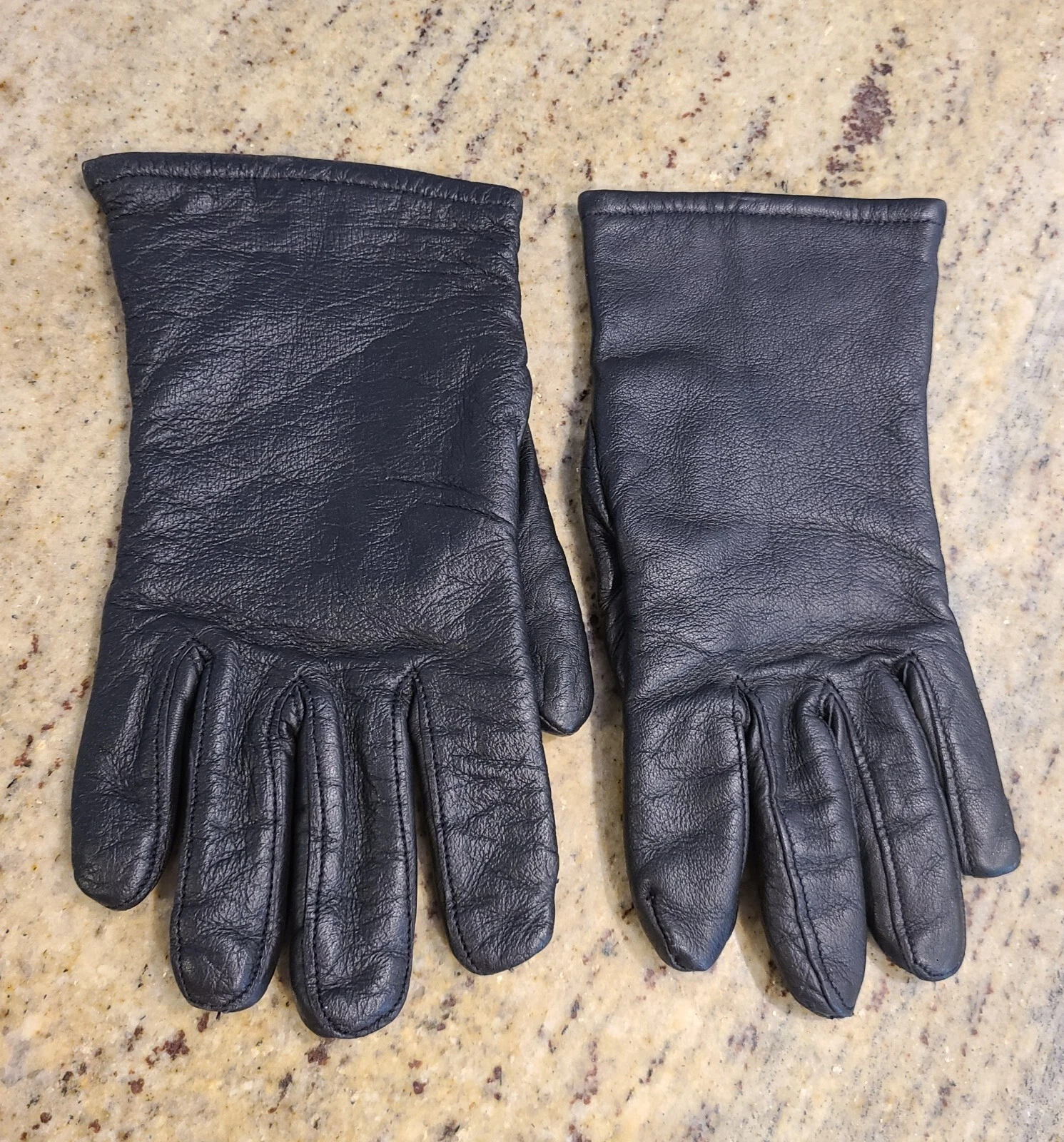 Vtg Mario Papa & Sons Inc Gloves Leather Black Wool Blend Lined Men Size S 4(C)