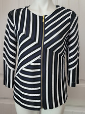 Chicos Travelers Womens Blazer Jacket Gold Zip Mesh Semi Sheer 3/4 Sleeve Size 0