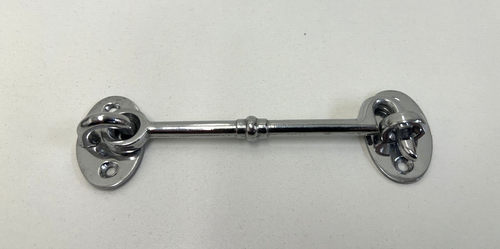 5.25" Chrome Hook And Eye Cabin Door Latch Solid Brass New-Old-Stock - Picture 4 of 4