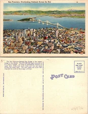 San Francisco Overlooking Oakland Across the Bay CA Postcard Unused 48026