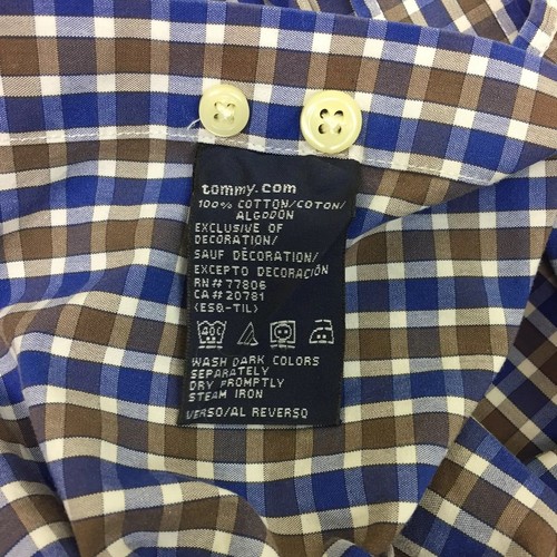Tommy Hilfiger Mens Size Small Blue Check Long Sleeve Button Down Shirt Cotton - Picture 7 of 7