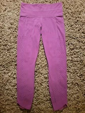 ATHLETA WOMEN'S PURPLE POWERVITA HIGH RISE LASER CUT LEGGINGS SIZE XSP EUC