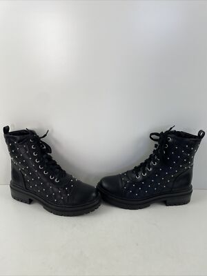 Circus Sam Edelman GOODWIN Black Leather Cap Toe Lace Up Ankle Boots Size 