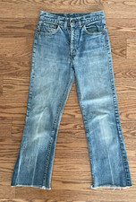 Vtg 1970s Levis Red Tab High Rise Cropped 517-0217 Jeans Size 29W Talon 42