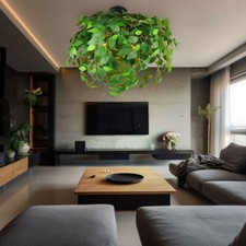 Wohnzimmerlampe Deckenleuchte Deckenlampe 3 Flammig Blätter-Design grün D 70 cm