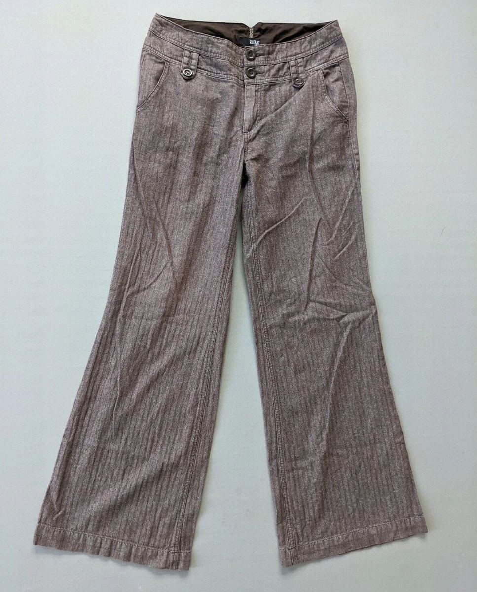 ANA a New Approach Size 8 Tall Women's Wide Leg Pants Brown Twill 33  Inseam EUC