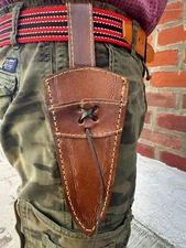 USA Double edge Fixed Blade Multi-Tool Leather Knife Sheath Vertical carry