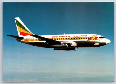 Postcard Ethiopian Airlines Boeing 737 ET-AJA airline airplane transportation tr