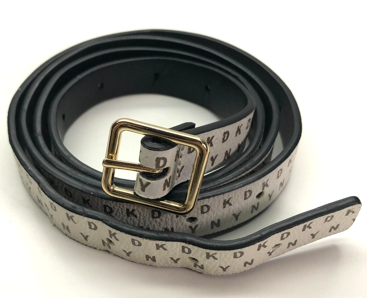DKNY Jeans Womens Dark Brown Leather Double Studded Skinny Belt Silver Pyramid Studded 3 Row Silver Pyramid USA Made Belt Genuine Leather  main image 3