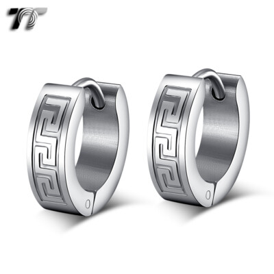 Italian 15/16" Greek Key Hoop Earrings In 14K Gold - Foto 3