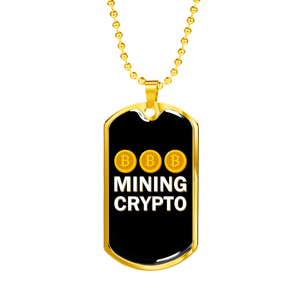Bitcoin Mining Necklace Stainless Steel or 18k Gold Dog Tag 24