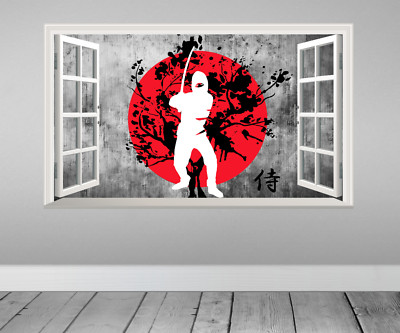 Japan japanische Flagge Krieger Samurai Schwert Baum magischer Fensteraufkleber Poster Aufkleber
