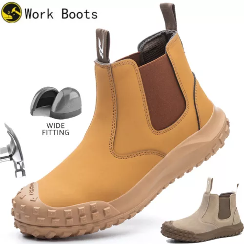 Safety Work Steel Toe BootsMen Cow Suede Welding Shoes Slip-on Lightweight - Picture 6 of 36