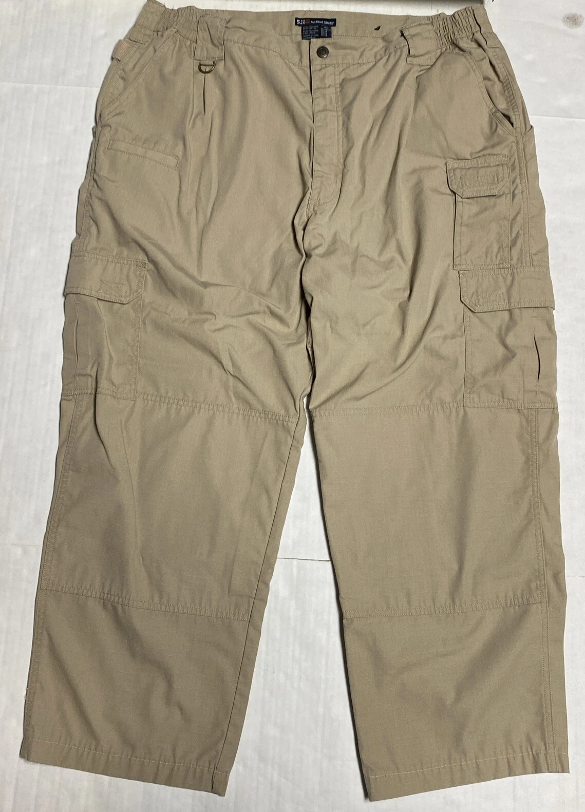 5.11 Tactical Series Khaki Pants 38x28 Cargo Pockets Zip Snap Tag 42X32