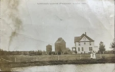 Clutier Iowa Simonsen’s Grain Elevator Residence Real Photo Postcard IA RPPC 