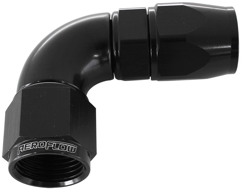 Aeroflow 90 Deg -8AN Full Flow Teflon Hose End Black 1 Piece Fullflo
