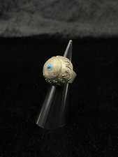 Amazing Antique Handmade Silver Blue Turquoise Stone Statement Ring from Afghani