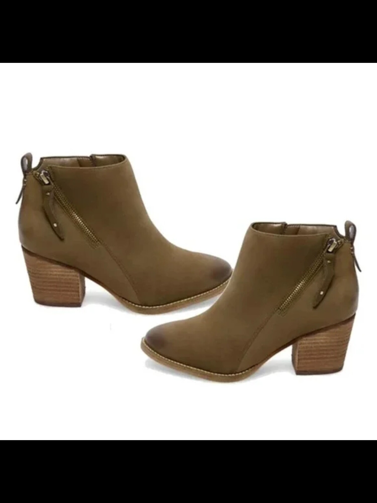 AQUA COLLEGE Womens Green Waterproof Back Pull Tab Nancy Leather Booties 8.5 M