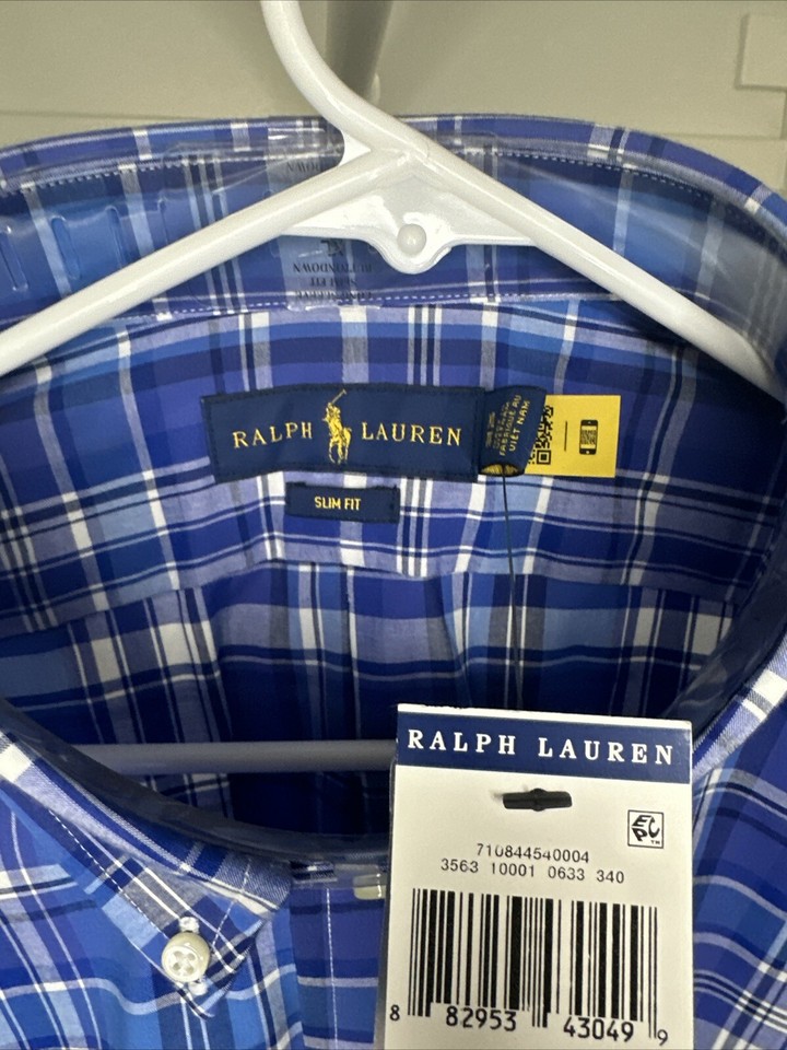 Ralph Lauren Royal Blue Slim Fit Long Sleeve Button Up Shirt Men’s Size