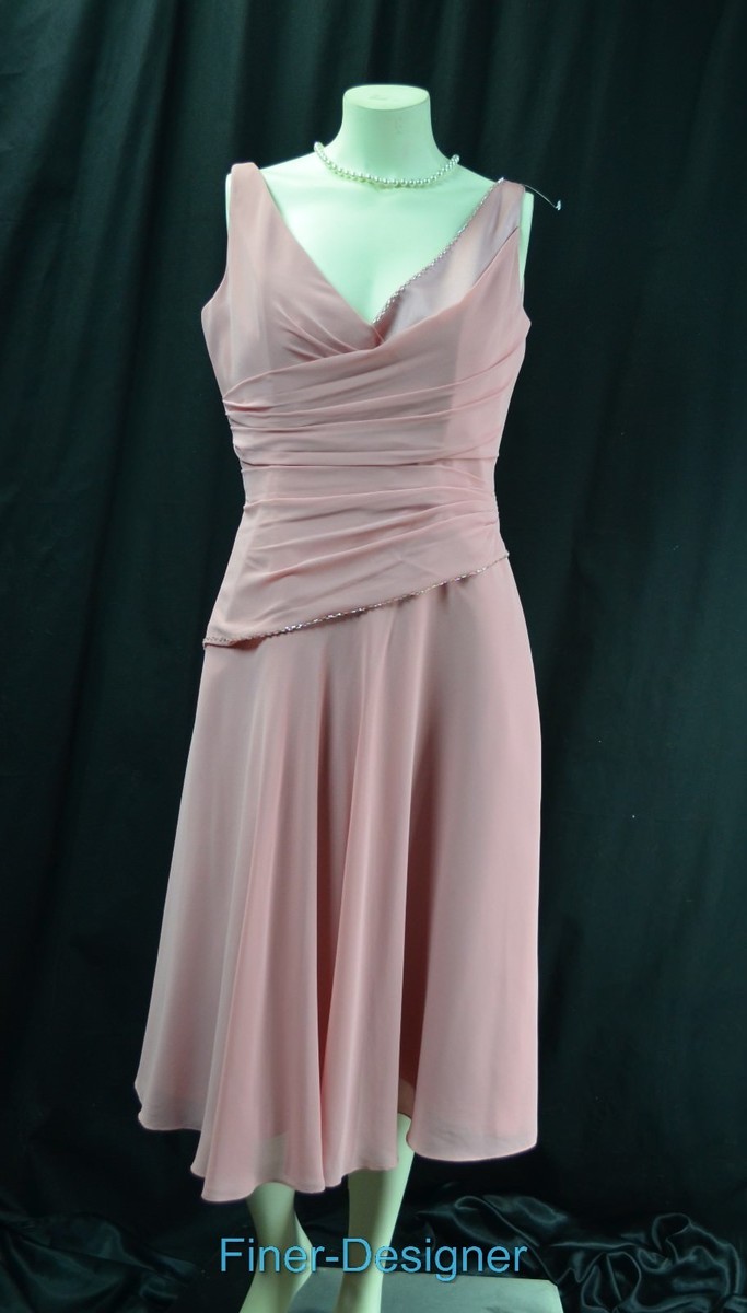 Raylia Designs Rose Chiffon Lace Up Bridesmaid Sleeveless Dress midi gown  14 NEW | eBay