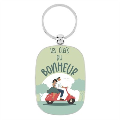 Porte-clés Chat Bonheur « Derrière La Porte » - Modèle OPAT - Métal - 6x4.5 Cm