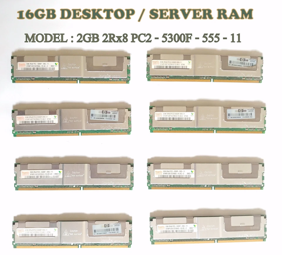Hynix 2GB 2Rx8 PC2-5300F-555-11 RAM,  2GB RAM x 8 PIECES = 16GB RAM TOTAL. - Image 2 of 4