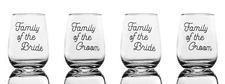 4 Pack Wedding Wine Glasses w/Decal “Family of the Bride” “Family of the Groom”