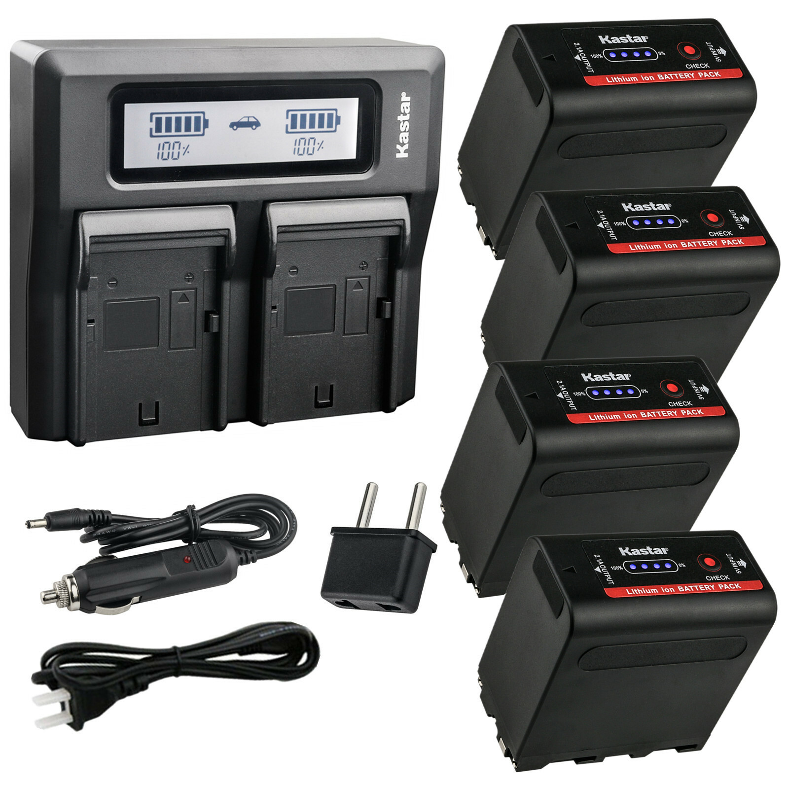 Kastar Battery LCD Fast Dual Charger for Sony NP-F950 NP-F960 NP-F970 NP-F980Exp