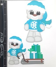Lot of 2 Winter Snowmen Sled Gifts Holiday SINGLE LAYER Embellishments 655