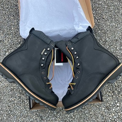 Wolverine Mens 12M Buckeye 8'' Logger Work Boots Gore Tex Black Vibram Black