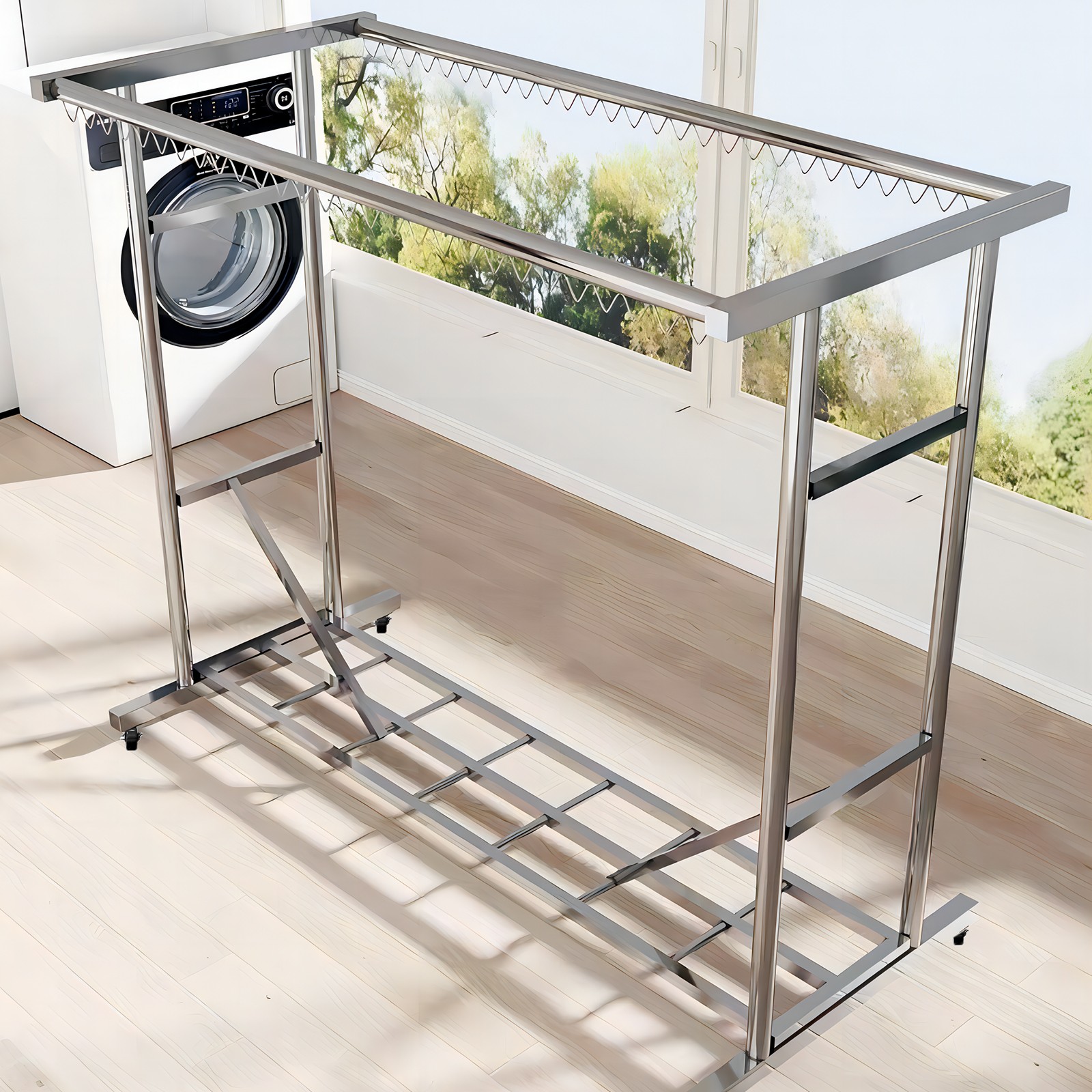 Heavy Duty 1000LBS Clothing Garment Rack Drying Clothes Rack Hanger On Wheels