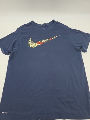 Nike Dri Fit Swoosh T-shirt Men 2XL Blue Center Swoosh Tee.#45501