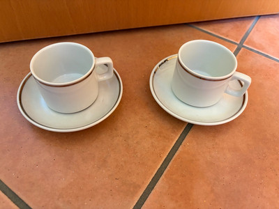 Picco Espressotassen mit Untertasse 2 Stück, weiss & Silberrand
