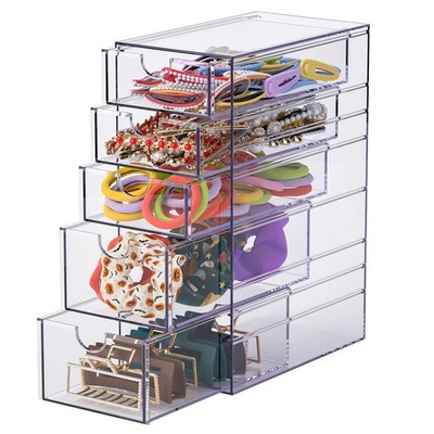 Noverlife Clear Containers for Hair Accessory Organizing, Plastic 5 Layers