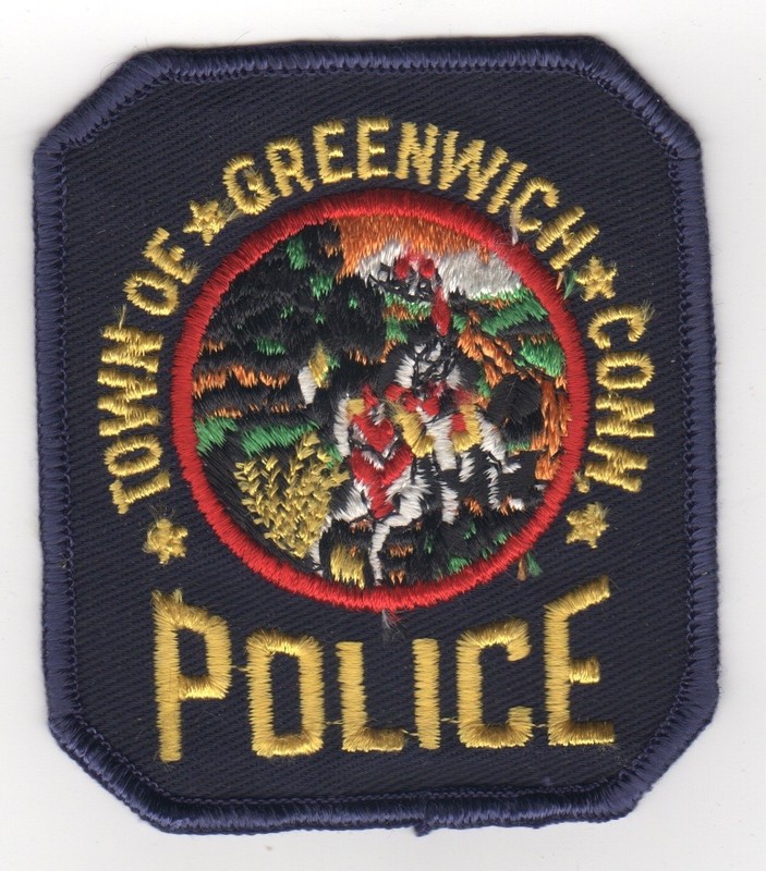 Greenwich (Connecticut) Police Patch, blue trim, FREE shipping, Qty DISCOUNTS!