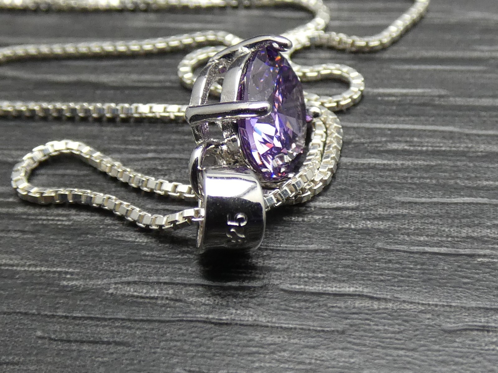 * Sterling Silver Simple Round Purple Teardrop Pe… - image 6